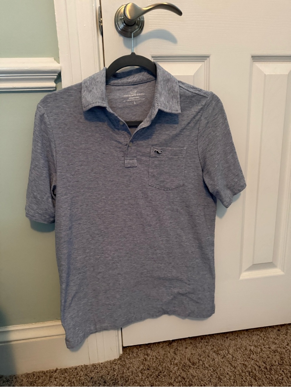 Vineyard Vines Men's Light Heather Blue Polo with Pocket